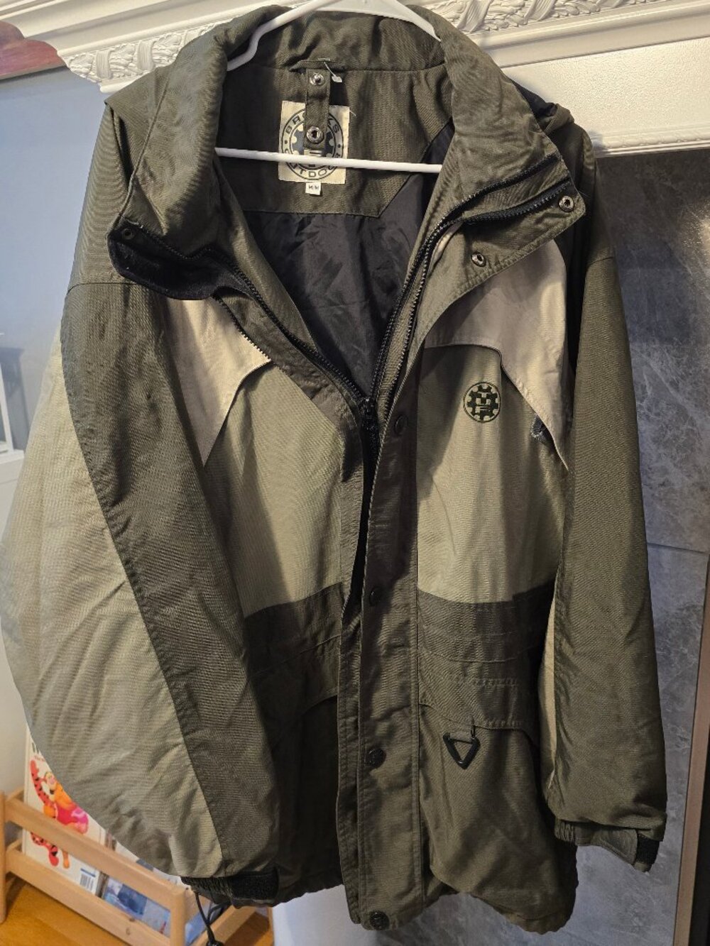 Vintage 90s Brooks Outdoor Hooded Shell Jacket Lightweight Gray Men's Size M